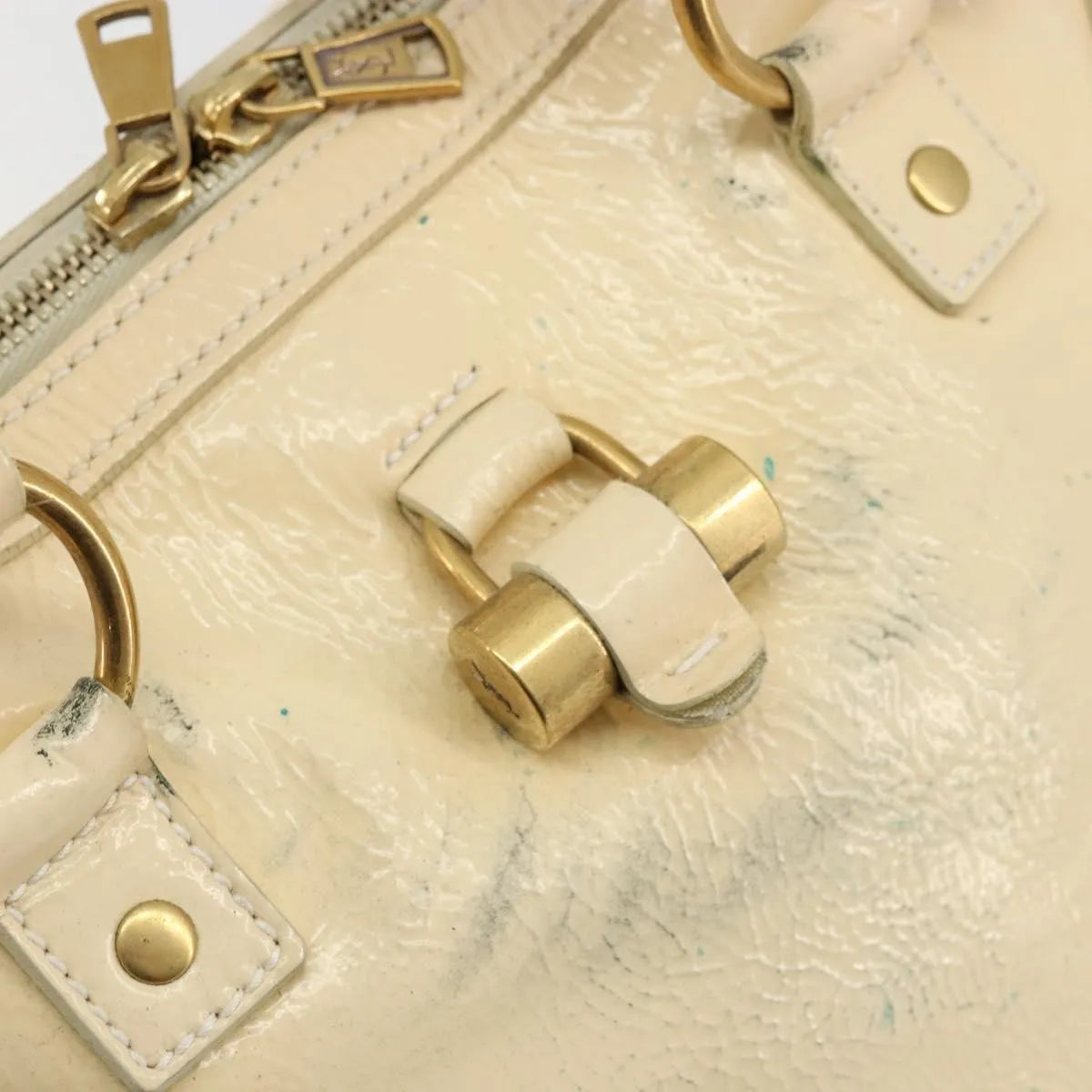 Saint Laurent Muse Shoulder Leather White Patent_Leather Handbag (Pre-Owned)