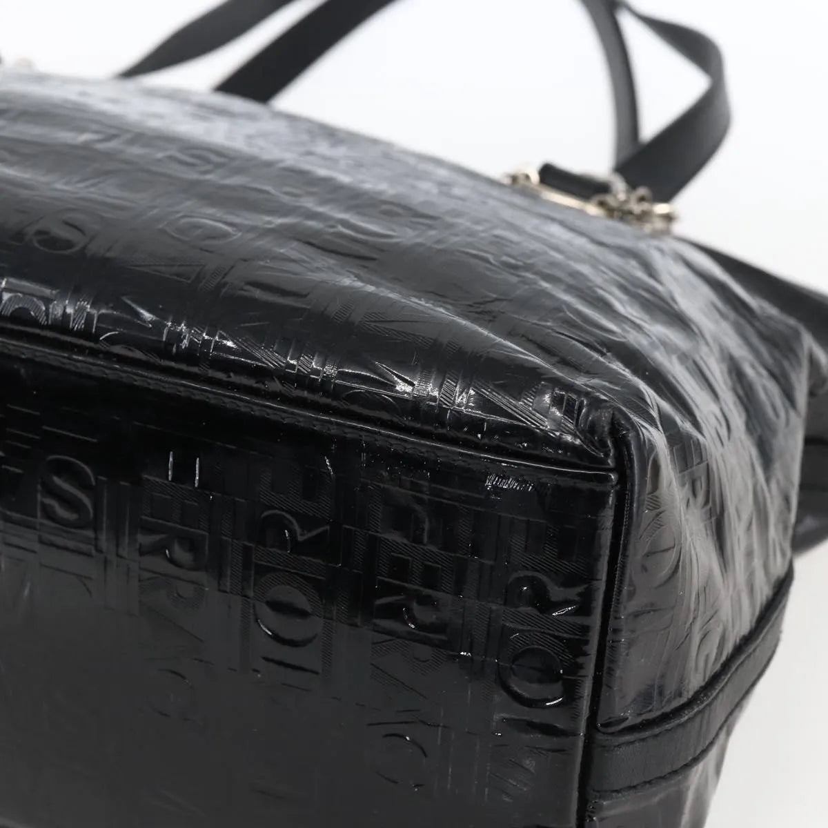 Salvatore Ferragamo Vintage Patent Leather Black Patent_Leather Tote Bag Bag (Pre-Owned)