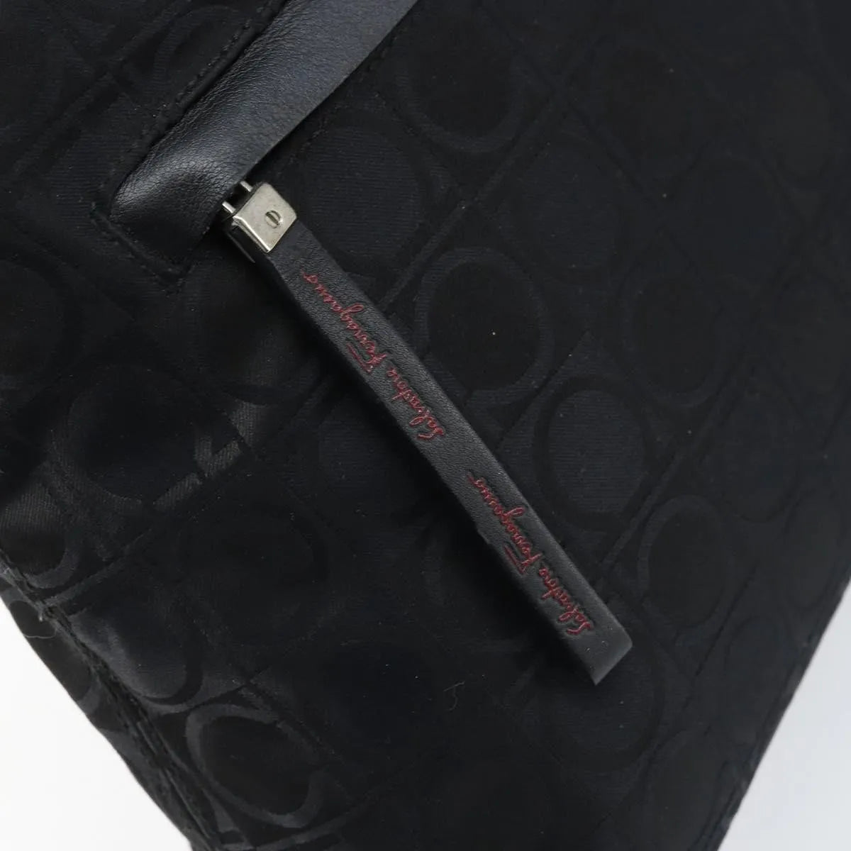 Salvatore Ferragamo Gancini Tote Gancini Canvas Black Nylon Tote Bag Bag (Pre-Owned)