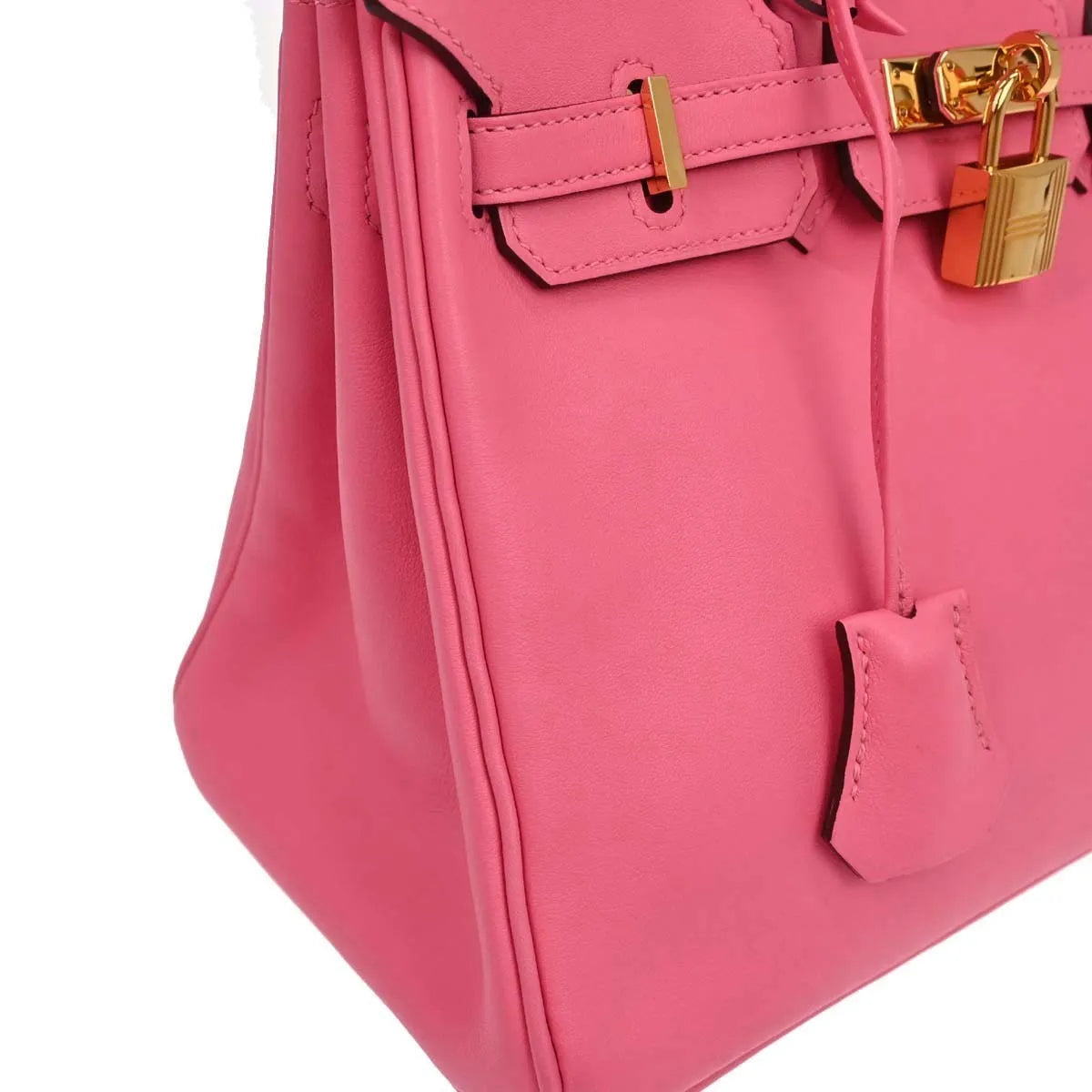 Hermes Birkin Pink Azalea Swift With Gold Hardware Pink Calfskin Handbag (Pre-Owned)