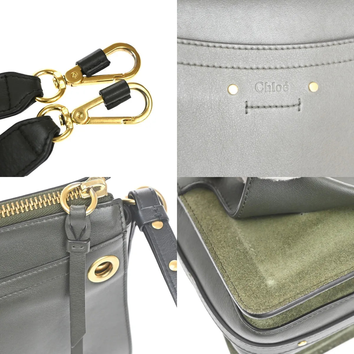 Chloe Roy Leather Black Suede Shoulder Bag Bag (Pre-Owned)