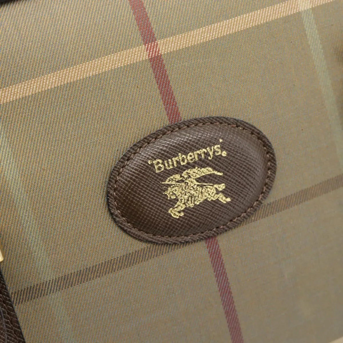 Burberry Nova Check Boston Canvas Beige Canvas Handbag (Pre-Owned)