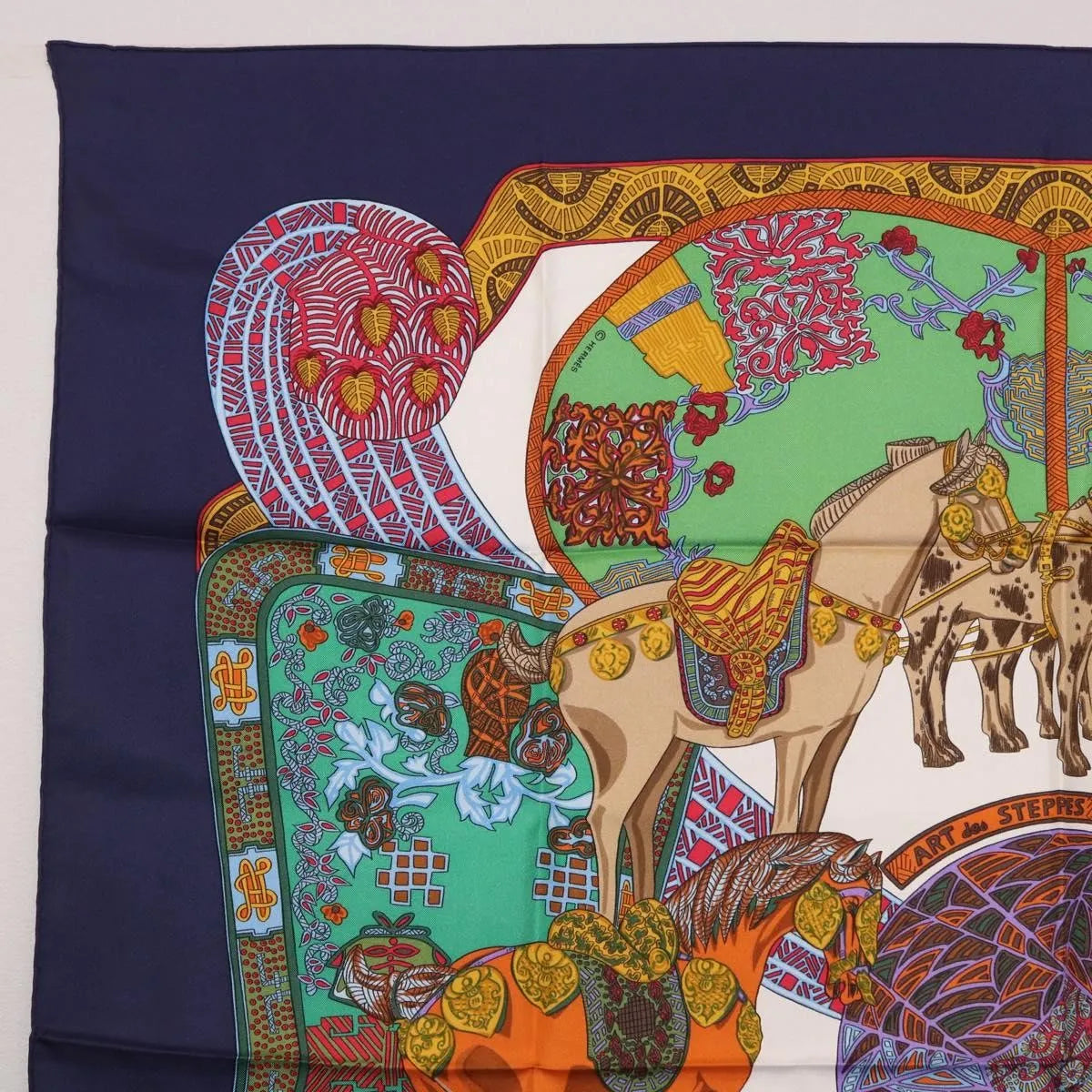 Hermes Carré 90 Silk Multicolor Navy Silk Scarve & Shawl Accessory (Pre-Owned)