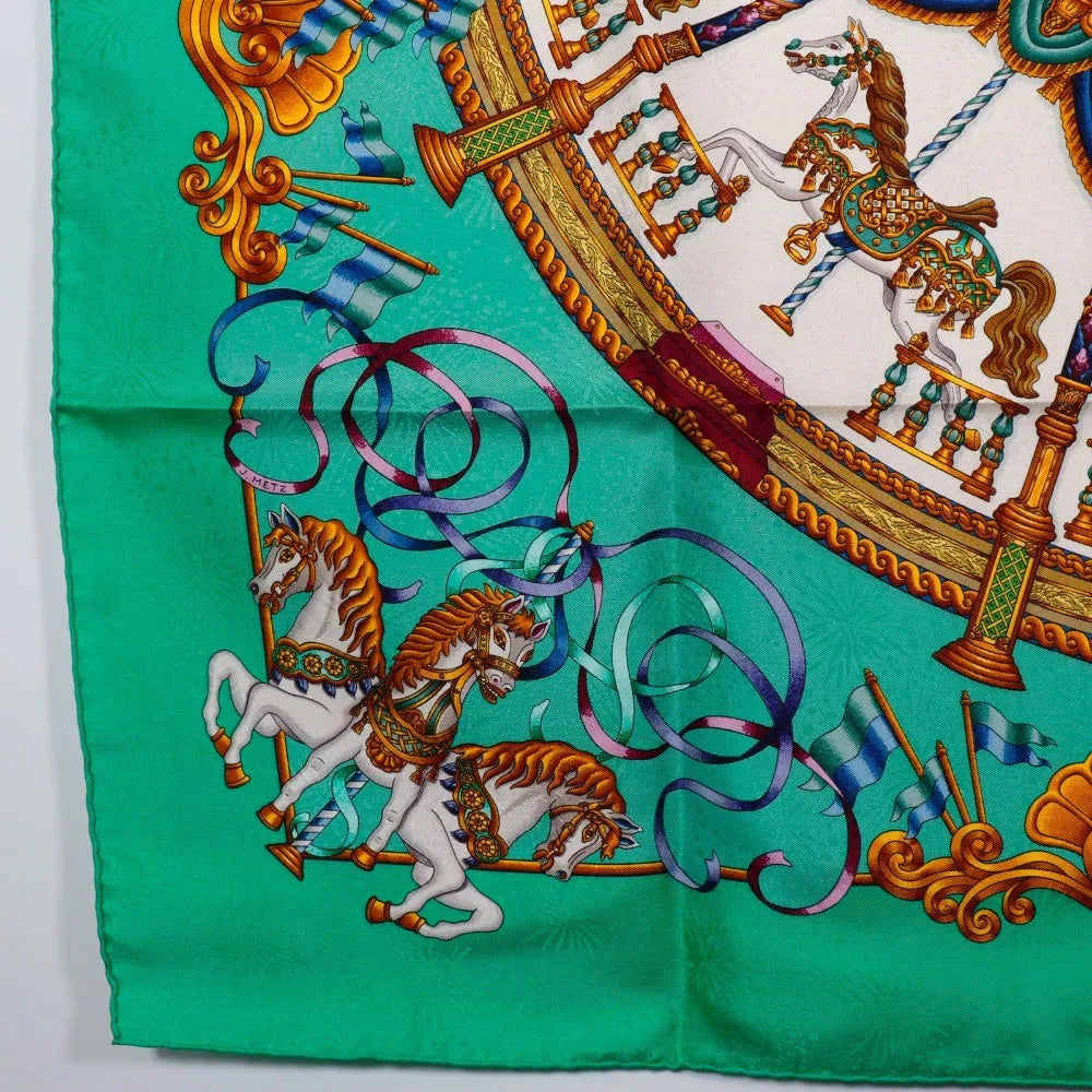 Hermes Carré 90 Silk Multicolor Green Silk Scarve & Shawl Accessory (Pre-Owned)