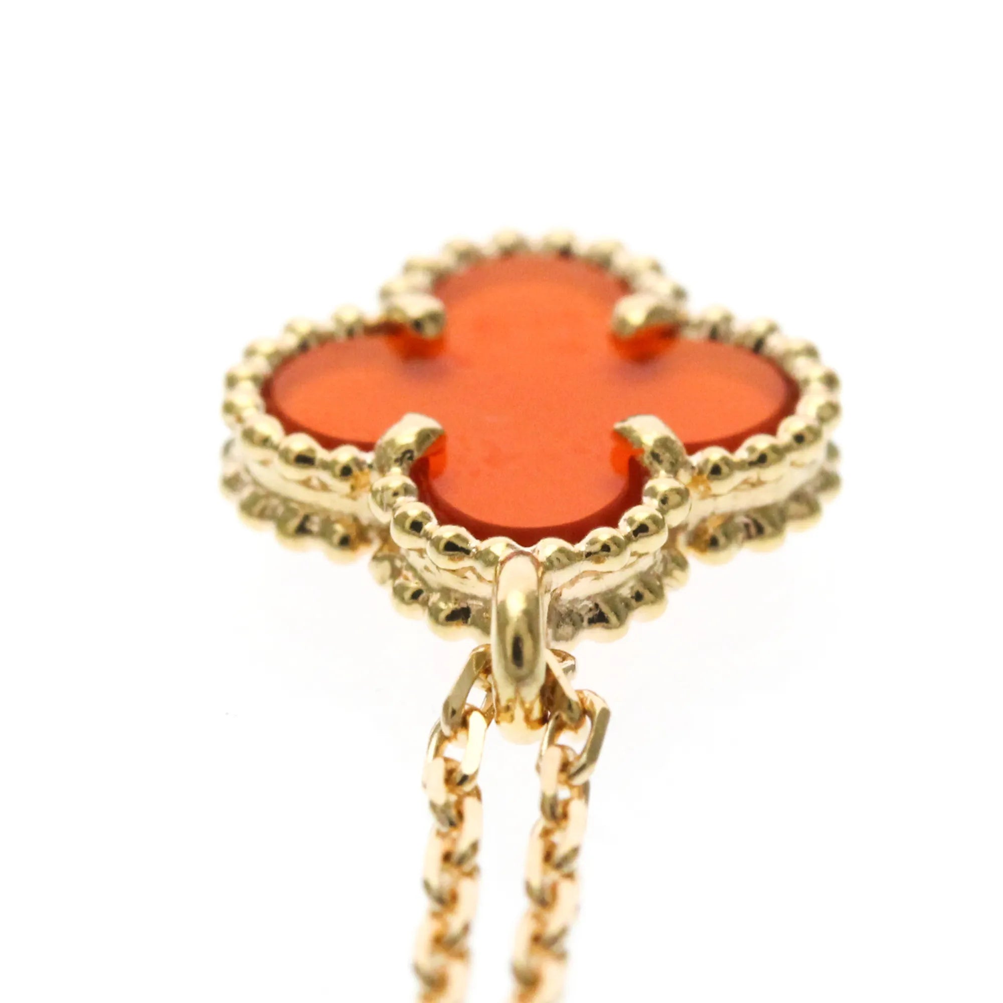 Van Cleef & Arpels Sweet Alhambra Pendant 18K Rose Gold And Carnelian Gold Pink_Gold Necklace Jewelry (Pre-Owned)