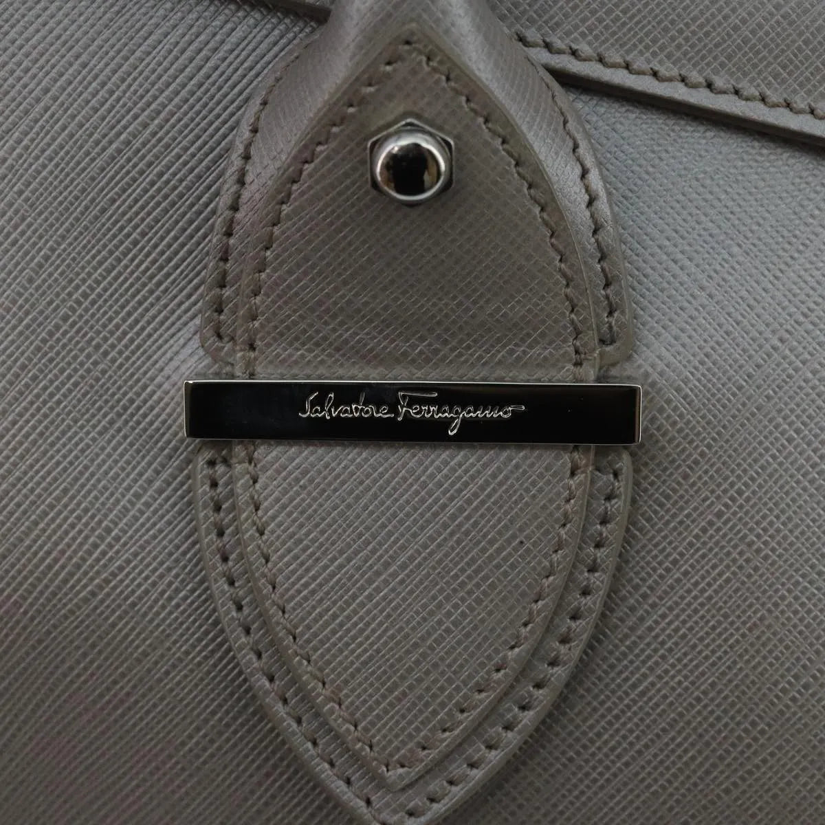 Salvatore Ferragamo Virna Satchel Leather Silver Leather Handbag (Pre-Owned)