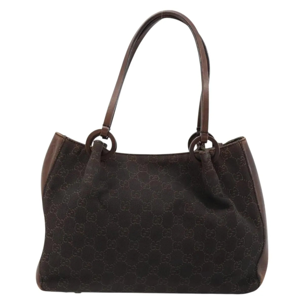 Gucci Vintage Jackie Tote Canvas, Leather Brown Canvas Tote Bag Bag (Pre-Owned)