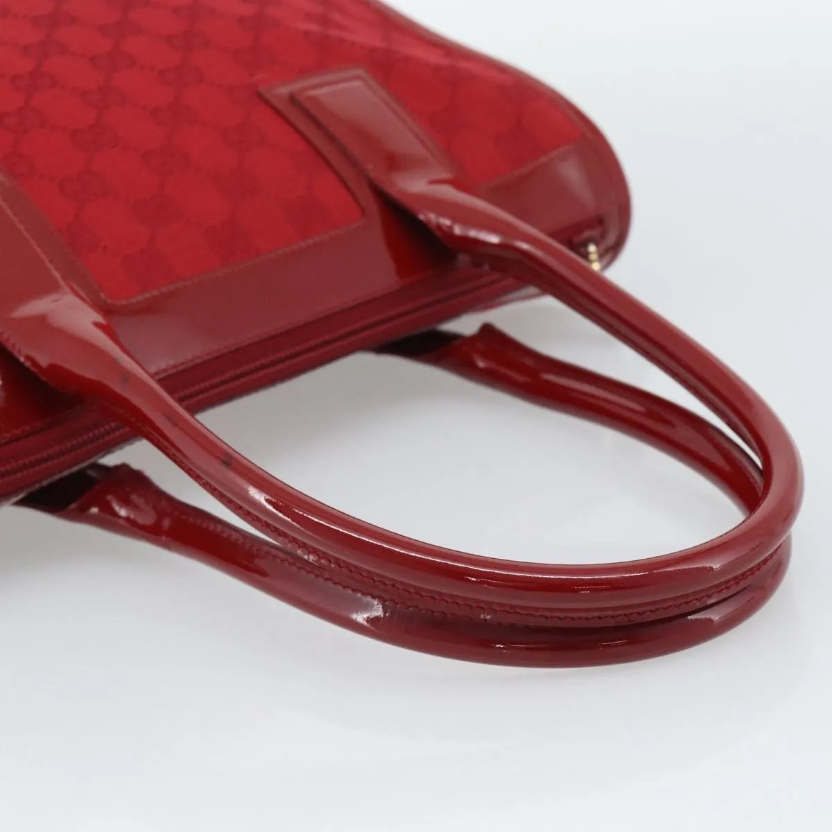 Gucci Structured Top Handle Open Tote Gg Canvas And Leather Red Canvas Handbag (Pre-Owned)