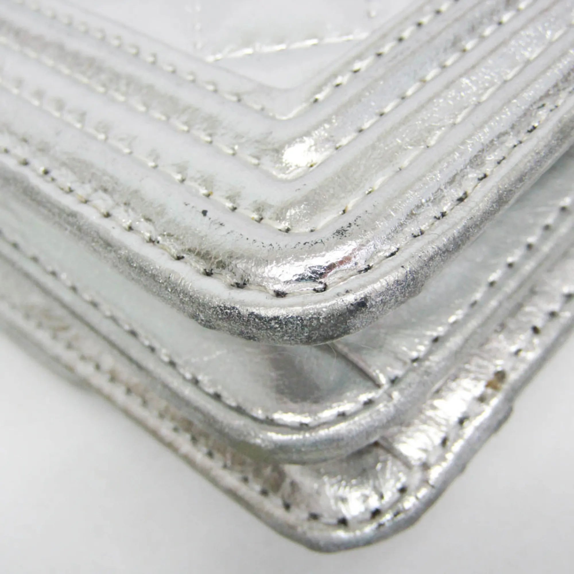 Chanel North South Boy Flap Quilted Metallic Calfskin Silver Leather Shoulder Bag Bag (Pre-Owned)