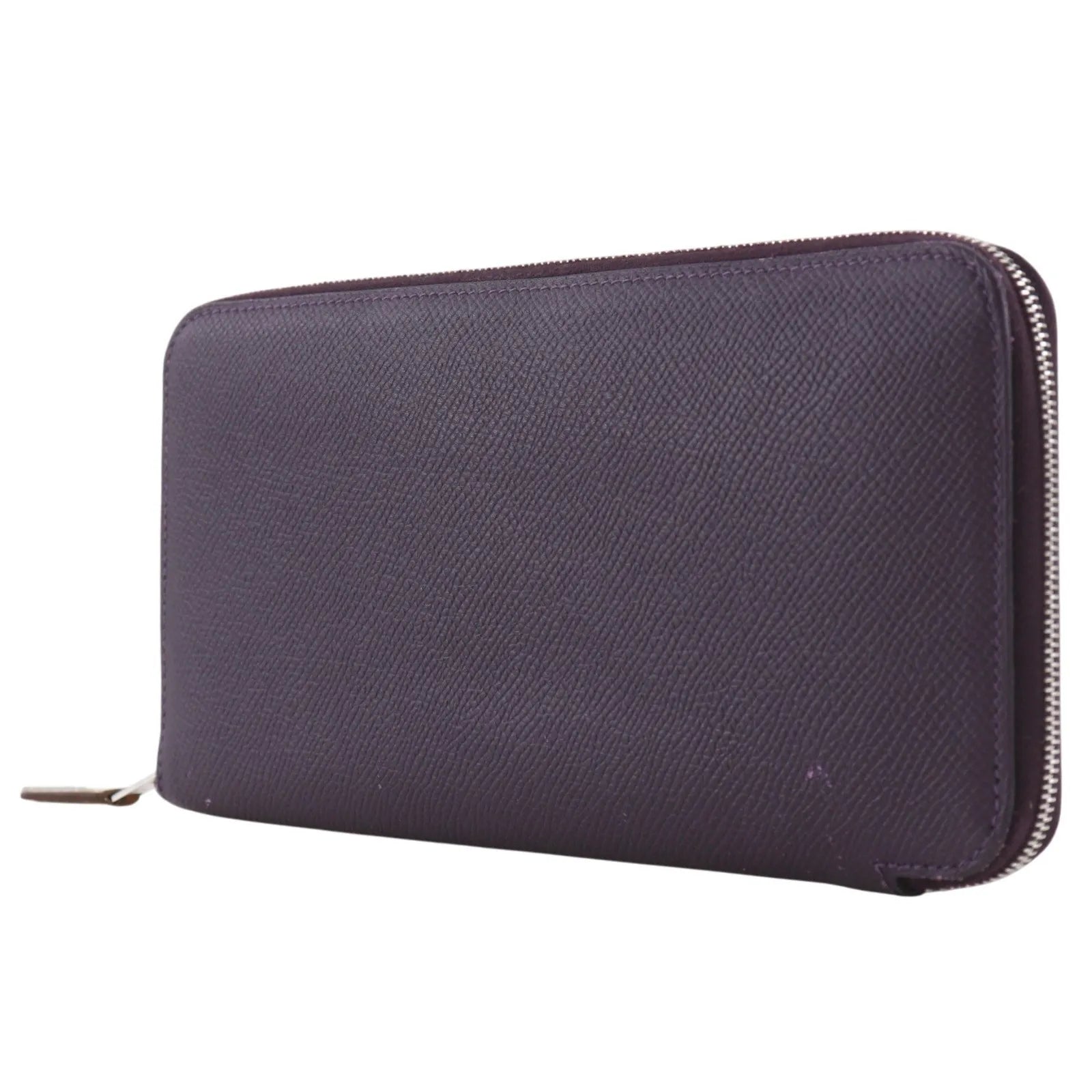 Hermes Azap Zip Around Epsom Purple Leather Wallets Accessory (Pre-Owned)