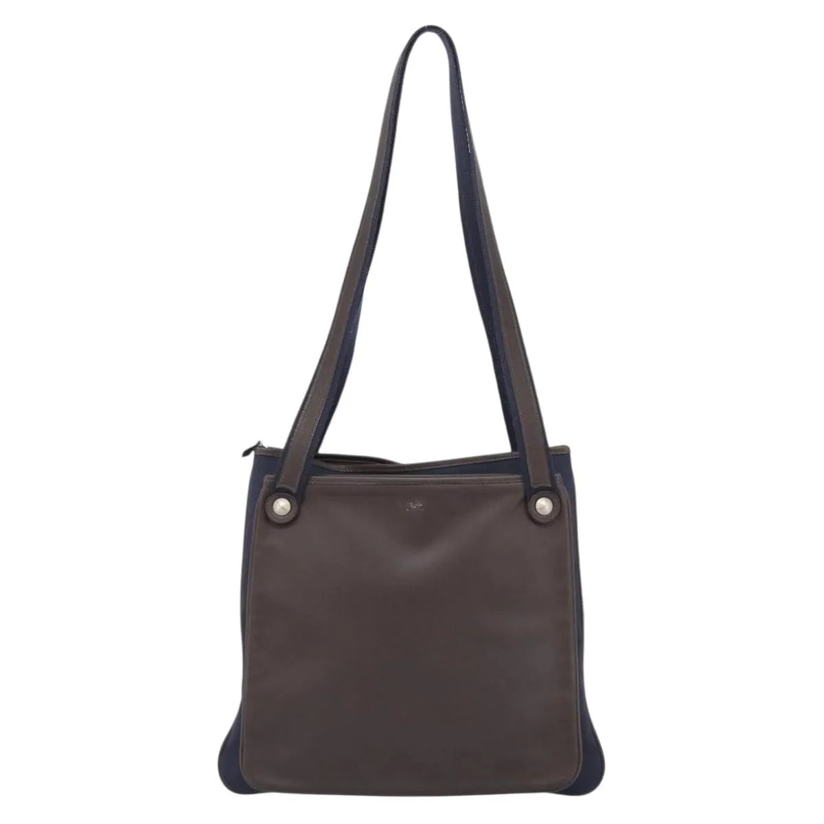 Hermes Mrs. Hippie Leather And Toile Navy Leather Shoulder Bag Bag (Pre-Owned)