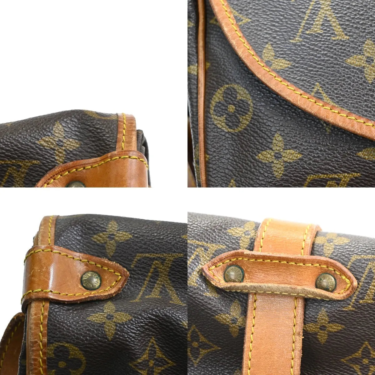 Louis Vuitton Saumur Monogram Canvas Brown Leather Shoulder Bag Bag (Pre-Owned)