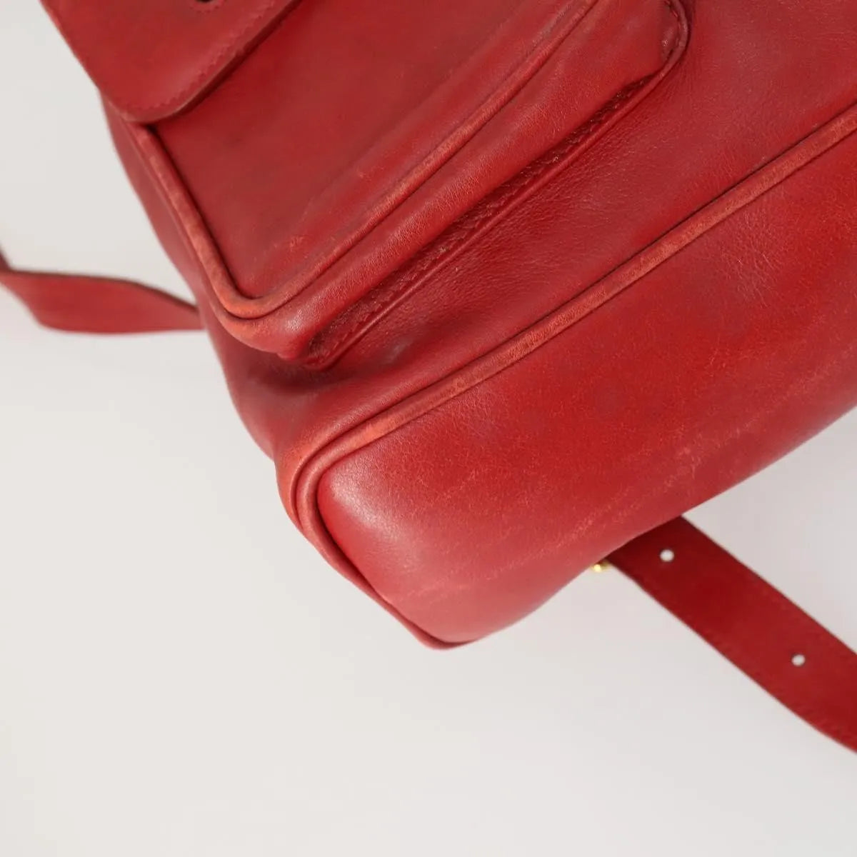 Gucci Vintage Bamboo Leather Red Leather Backpack Bag (Pre-Owned)
