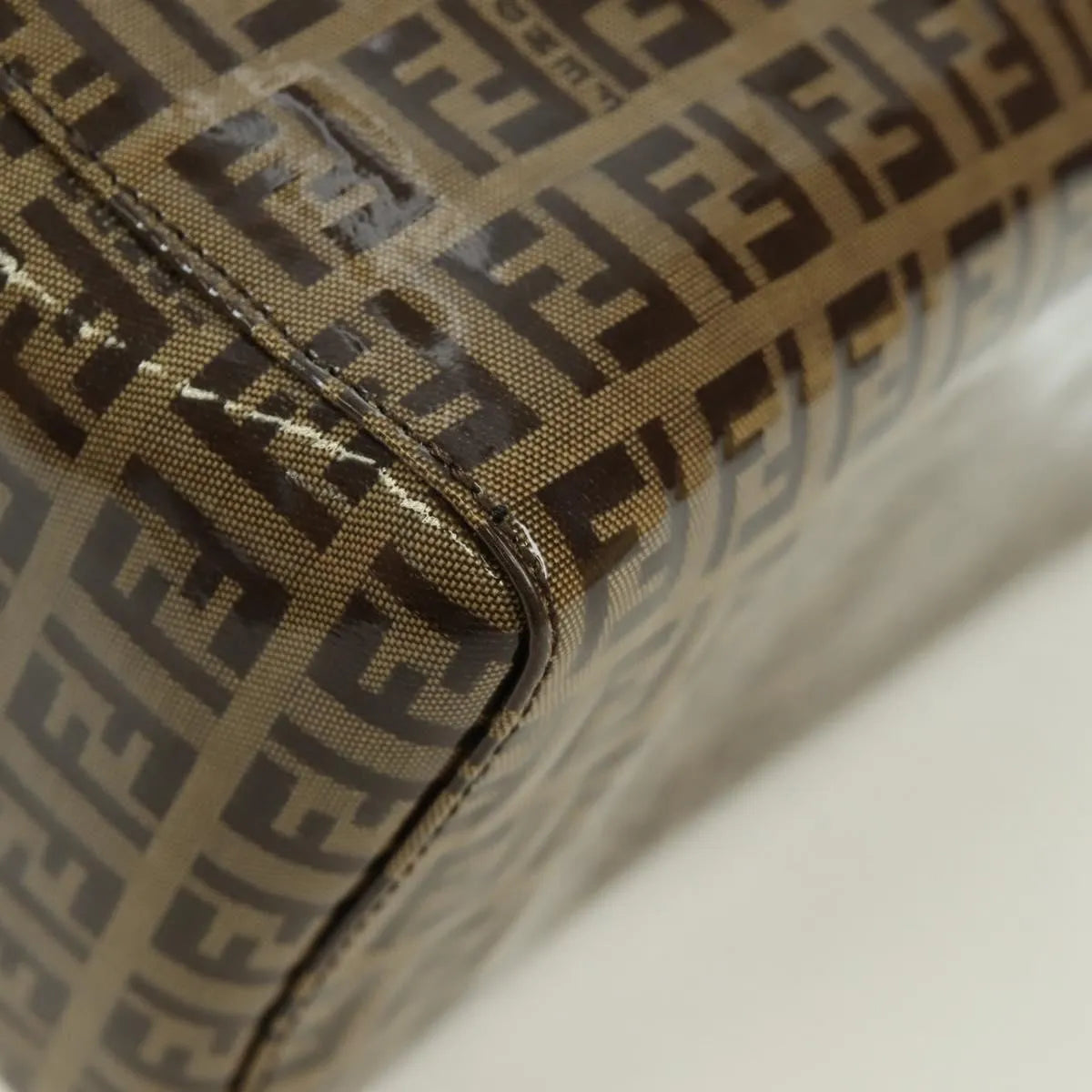 Fendi Mamma Baguette Zucca Patent Leather Brown Canvas Shoulder Bag Bag (Pre-Owned)