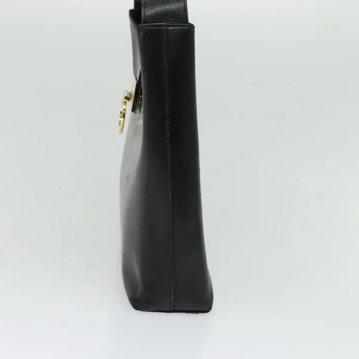 Salvatore Ferragamo Gancio Flap Hobo Leather Black Leather Shoulder Bag Bag (Pre-Owned)
