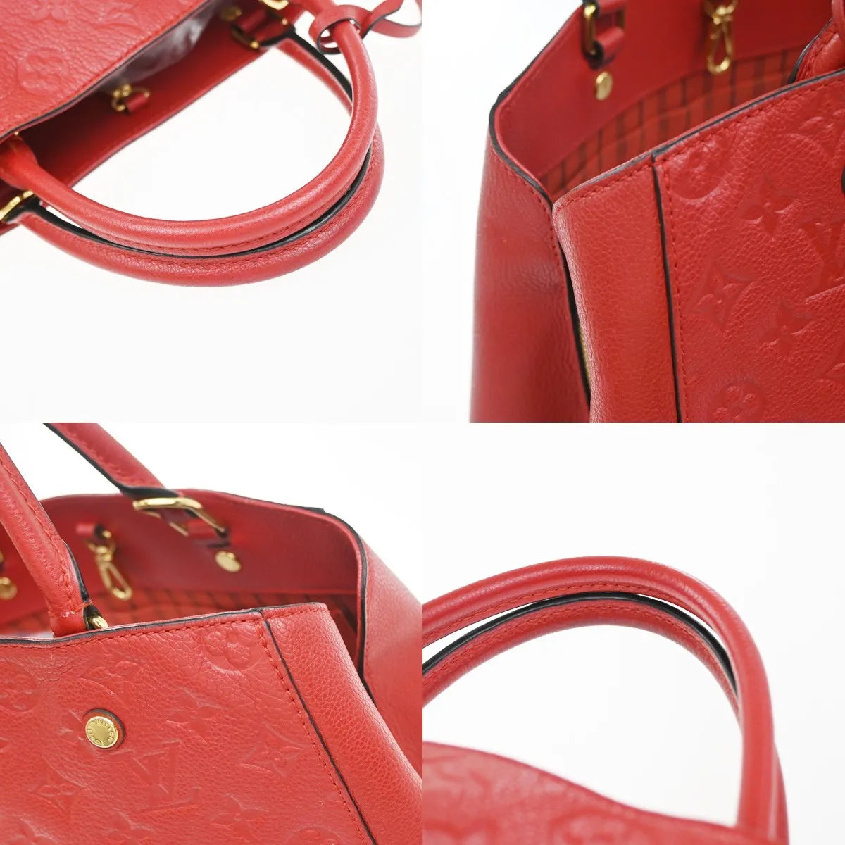 Louis Vuitton Montaigne Monogram Empreinte Leather Red Leather Handbag (Pre-Owned)