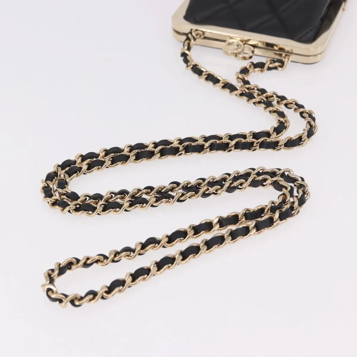 Chanel Cc Frame Clutch With Chain Quilted Lambskin And Plexiglass Black Leather Clutche & Pouche Bag (Pre-Owned)
