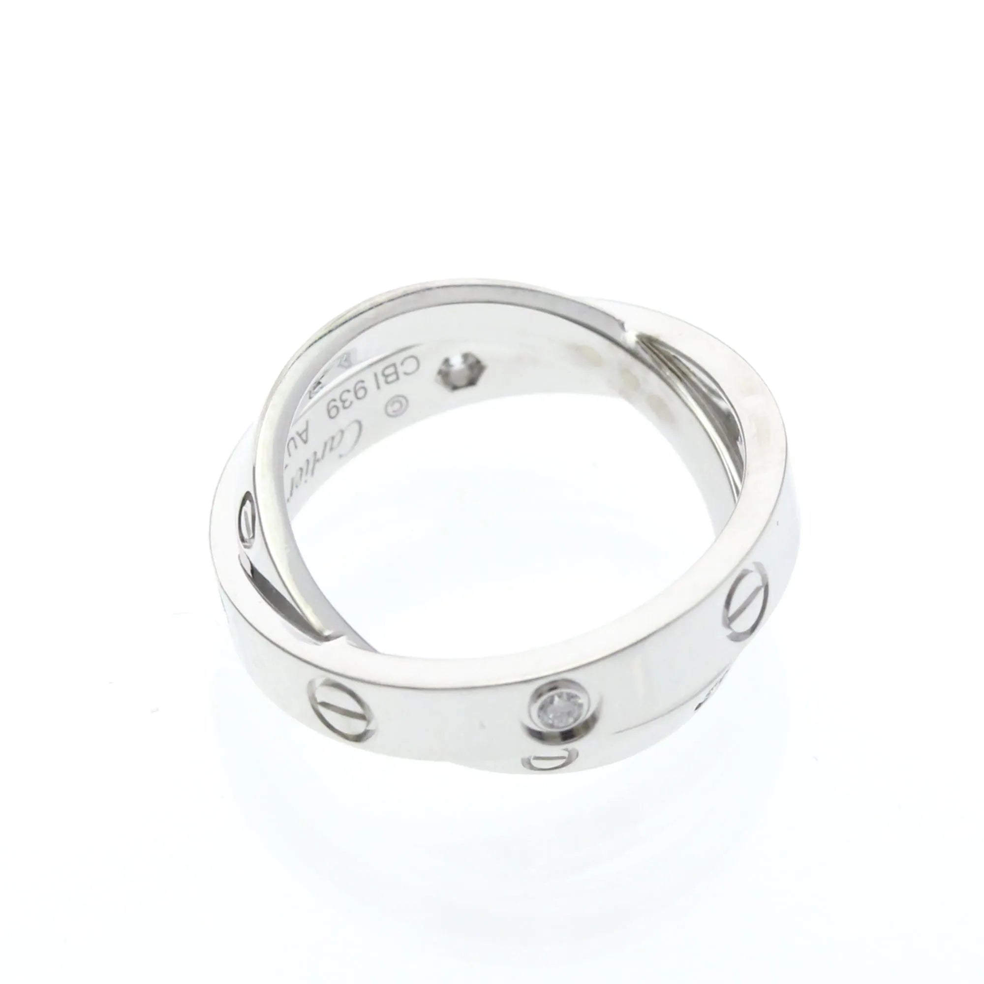 Cartier Be Love 18K White Gold With Diamonds Silver White_Gold Ring Jewelry (Pre-Owned)