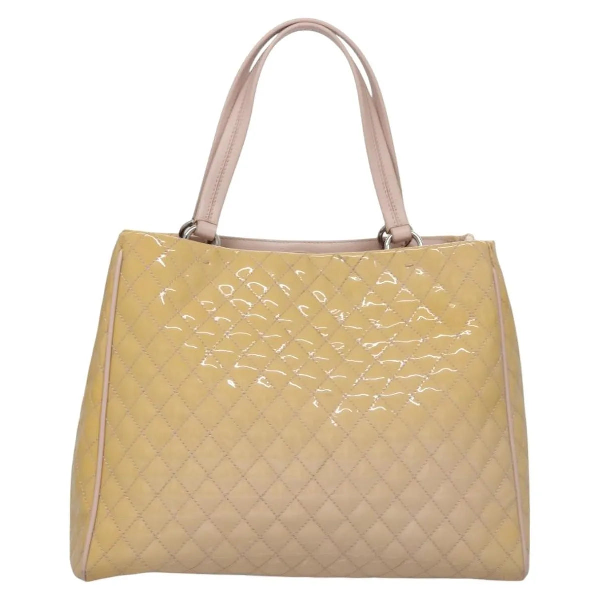 Salvatore Ferragamo Vala Patent Leather Beige Patent_Leather Handbag (Pre-Owned)