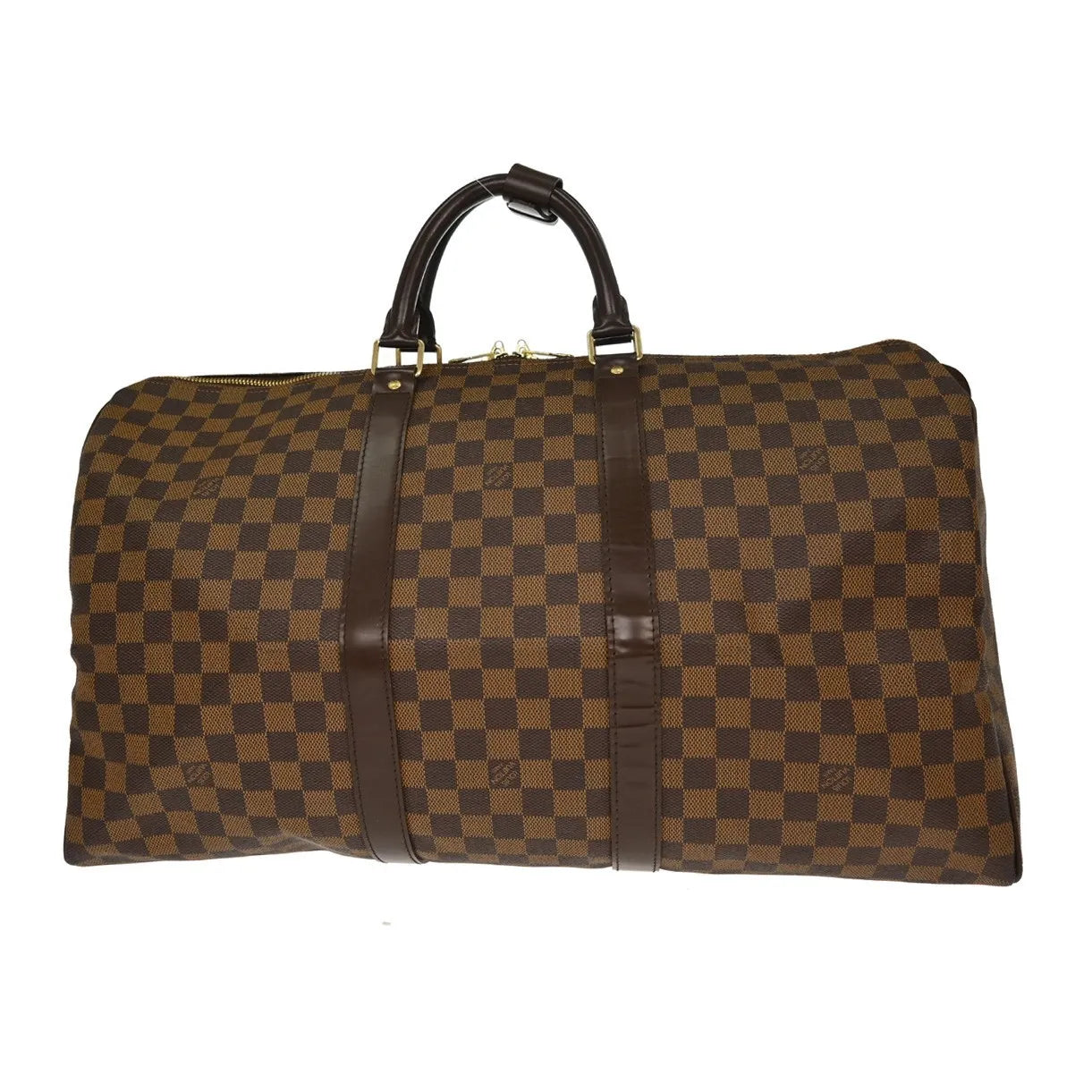 Louis Vuitton Keepall Damier Ebene Brown Canvas Travel Bag Bag (Pre-Owned)