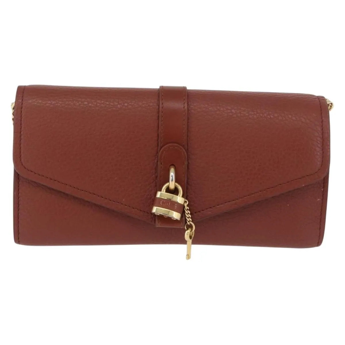 Chloe Aby Chain Leather Brown Leather Shoulder Bag Bag (Pre-Owned)