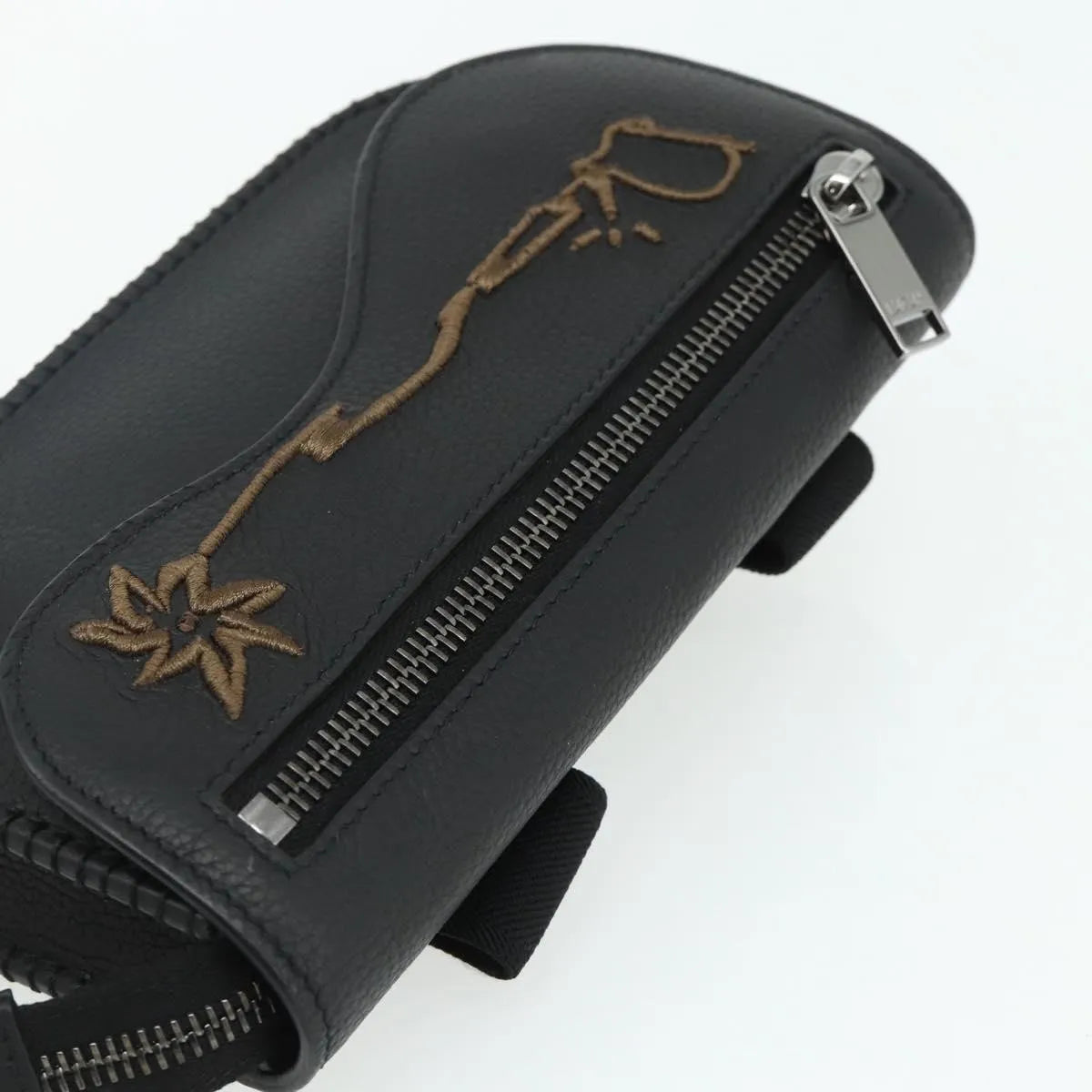 Christian Dior Saddle Pouch Belt Leather Black Leather Clutche & Pouche Bag (Pre-Owned)