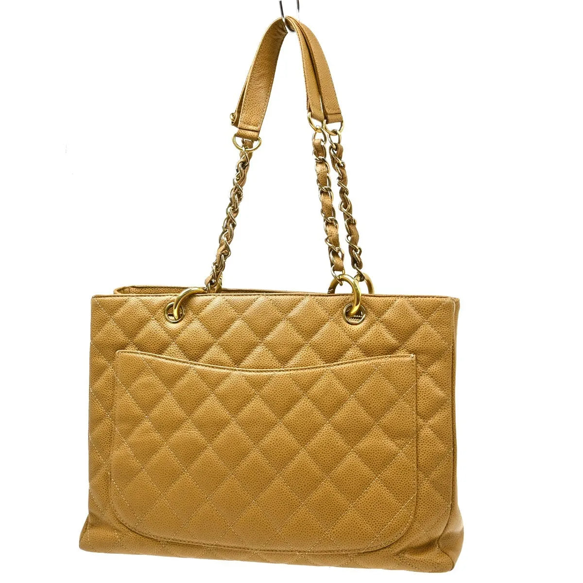Chanel Grand Shopping Tote Quilted Caviar Beige Calfskin Tote Bag Bag (Pre-Owned)
