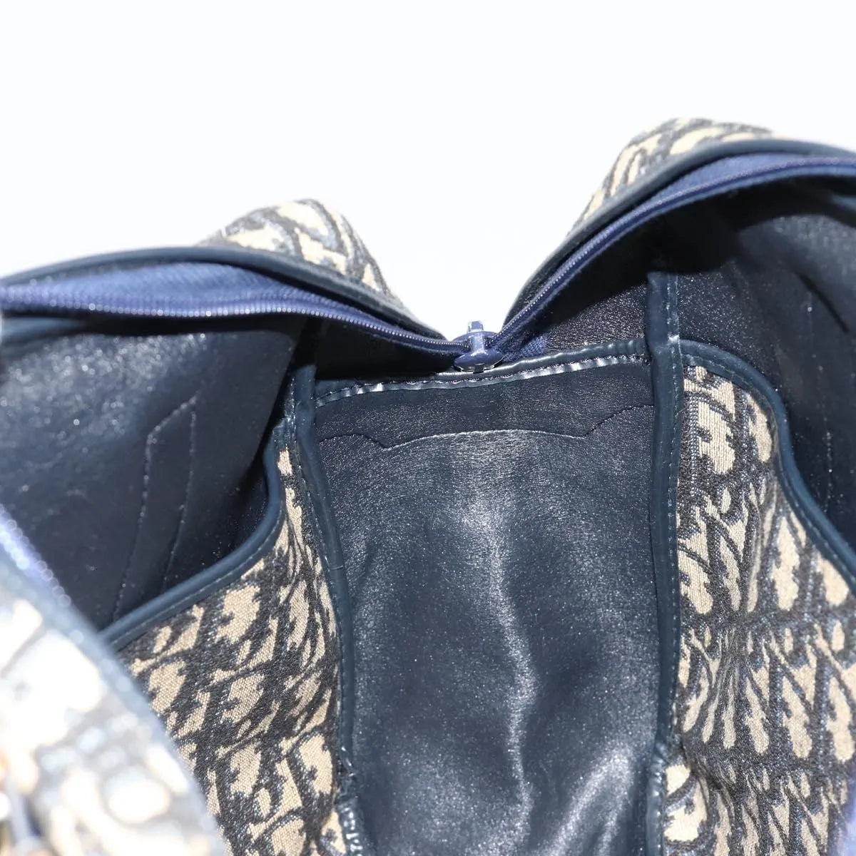 Christian Dior Vintage Trotter Boston Diorissimo Canvas Navy Canvas Handbag (Pre-Owned)