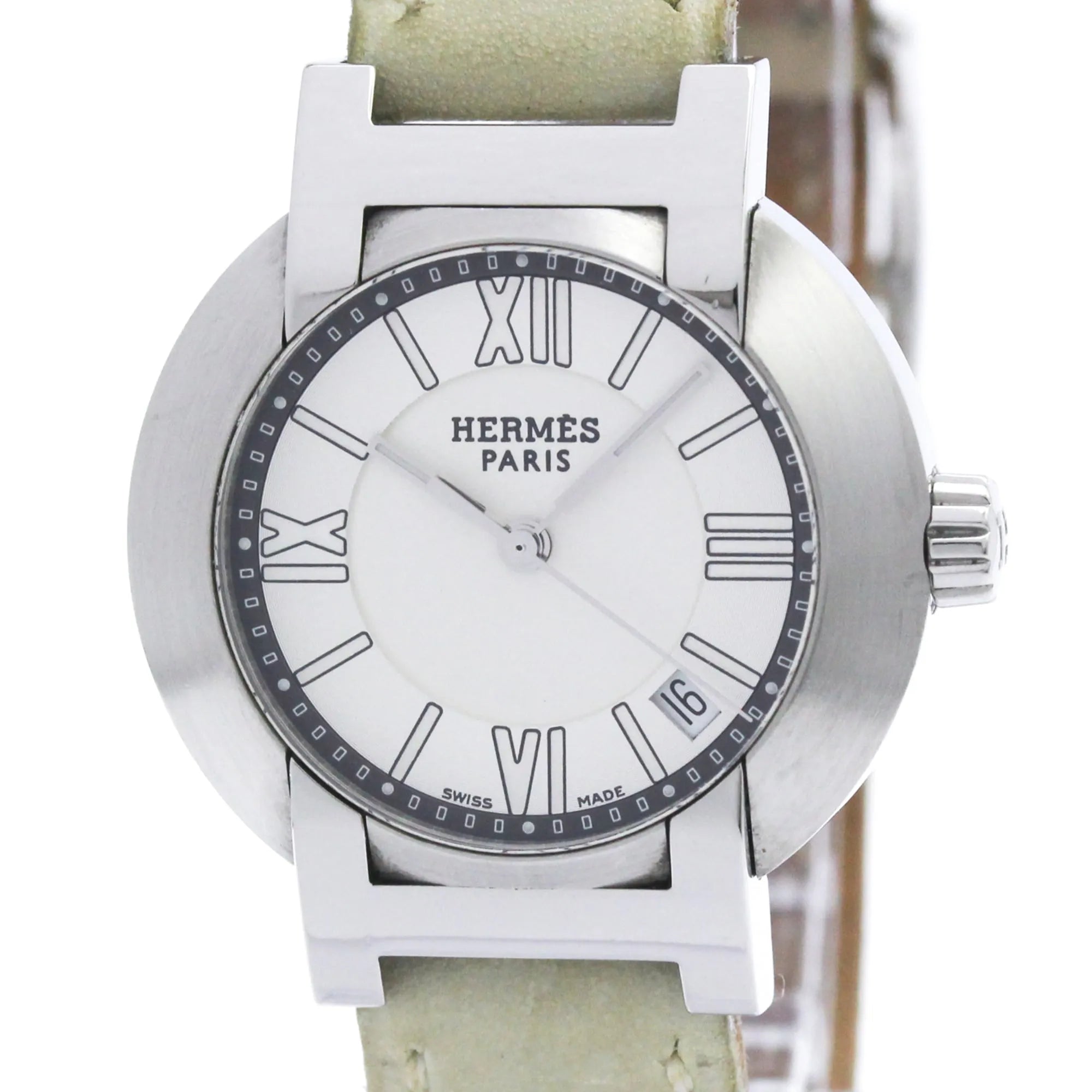 Hermes Nomade Quartz Watch Stainless Steel And Leather Watch (Pre-Owned)