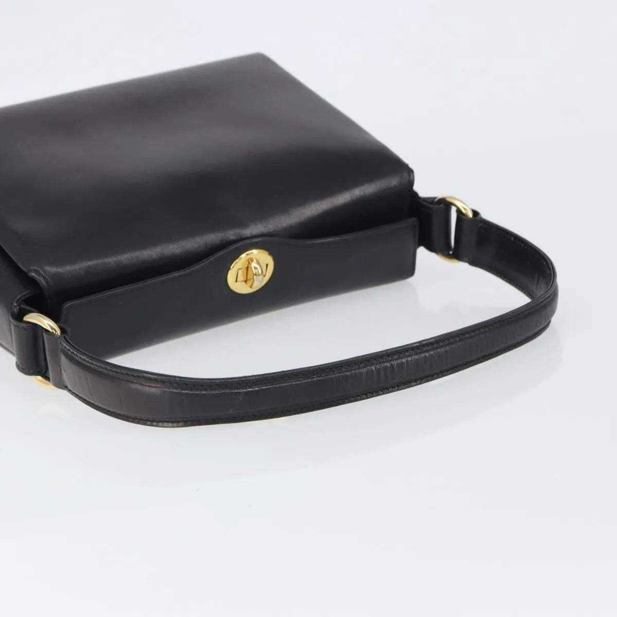 Gucci Vintage Convertible Box Leather Black Leather Handbag (Pre-Owned)