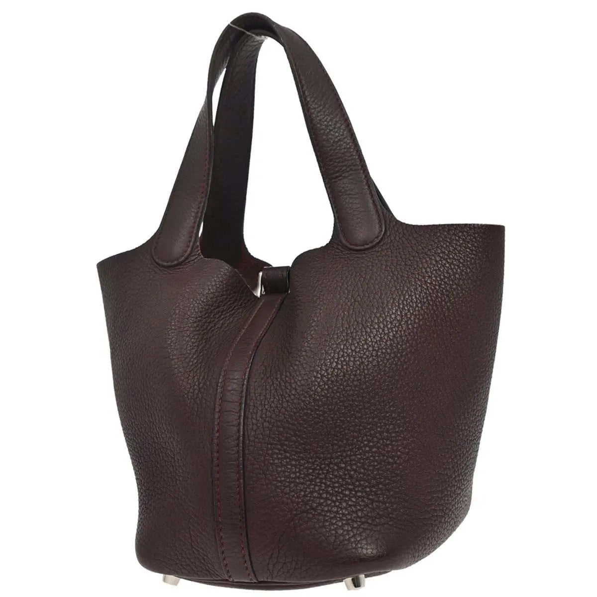 Hermes Picotin Lock Clemence Brown Leather Handbag (Pre-Owned)