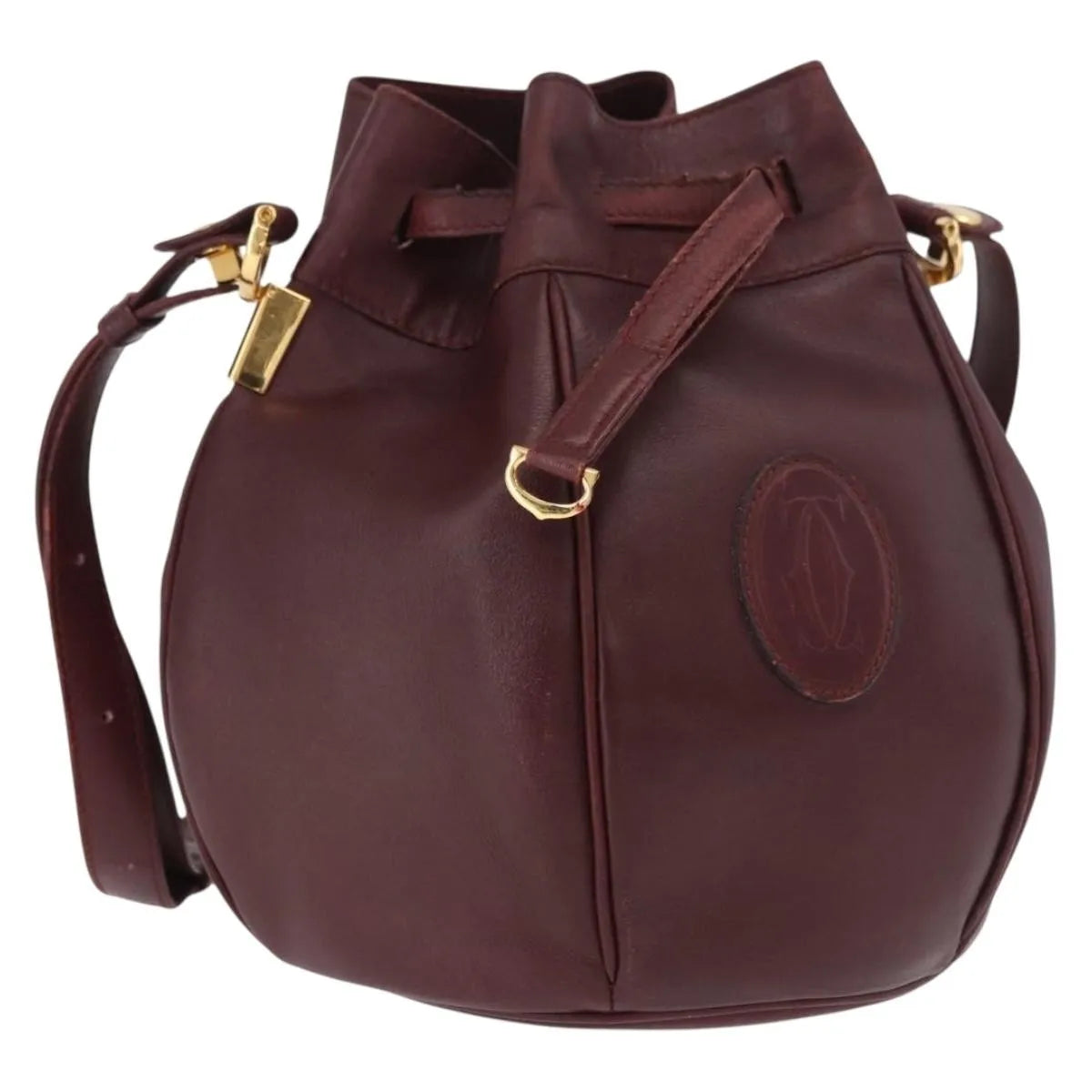 Cartier Must De Cartier Leather Burgundy Leather Shoulder Bag Bag (Pre-Owned)