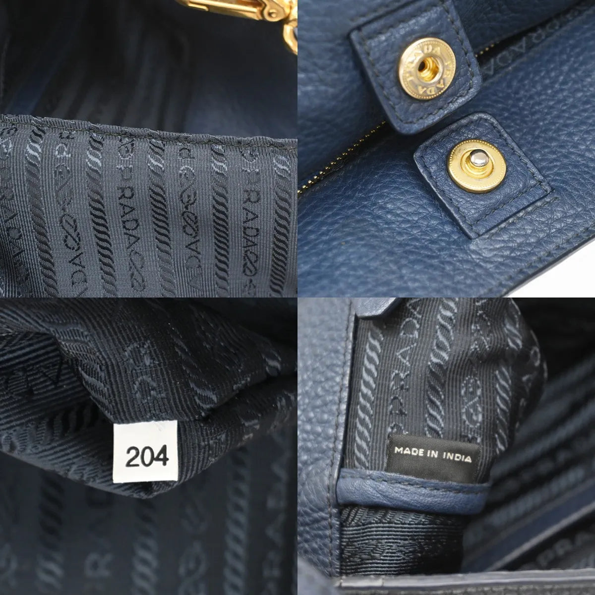 Prada Convertible Shopper Tote Vitello Daino Navy Leather Tote Bag Bag (Pre-Owned)