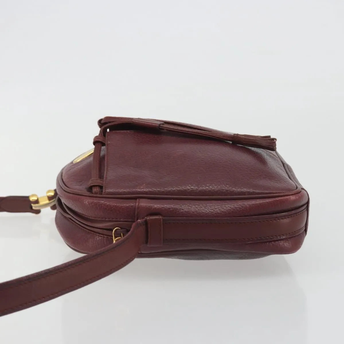 Cartier Tasseled Must De Cartier Leather Burgundy Leather Shoulder Bag Bag (Pre-Owned)