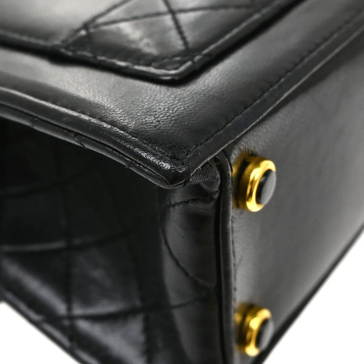 Chanel Vintage Trapezoid Cc Flap Lambskin Black Leather Shoulder Bag Bag (Pre-Owned)