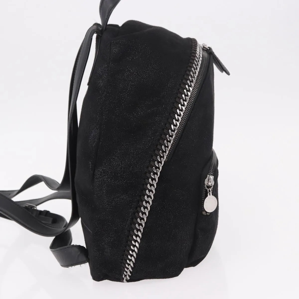 Stella Mccartney Falabella Front Zip Shaggy Deer Black Polyester Backpack Bag (Pre-Owned)