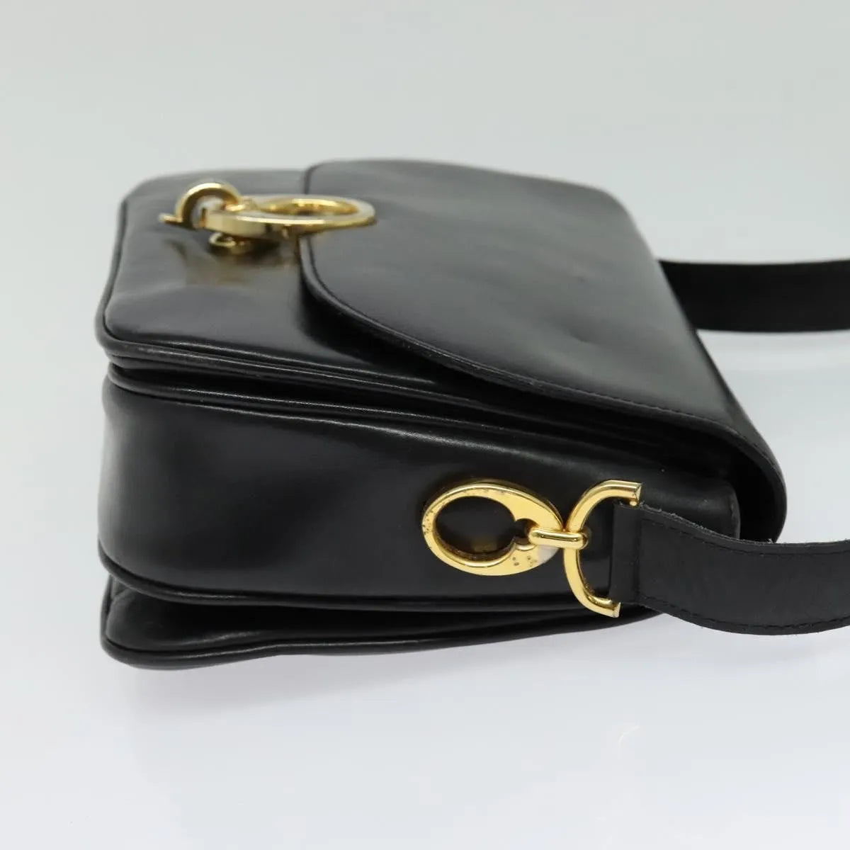 Celine Vintage Leather Black Leather Shoulder Bag Bag (Pre-Owned)