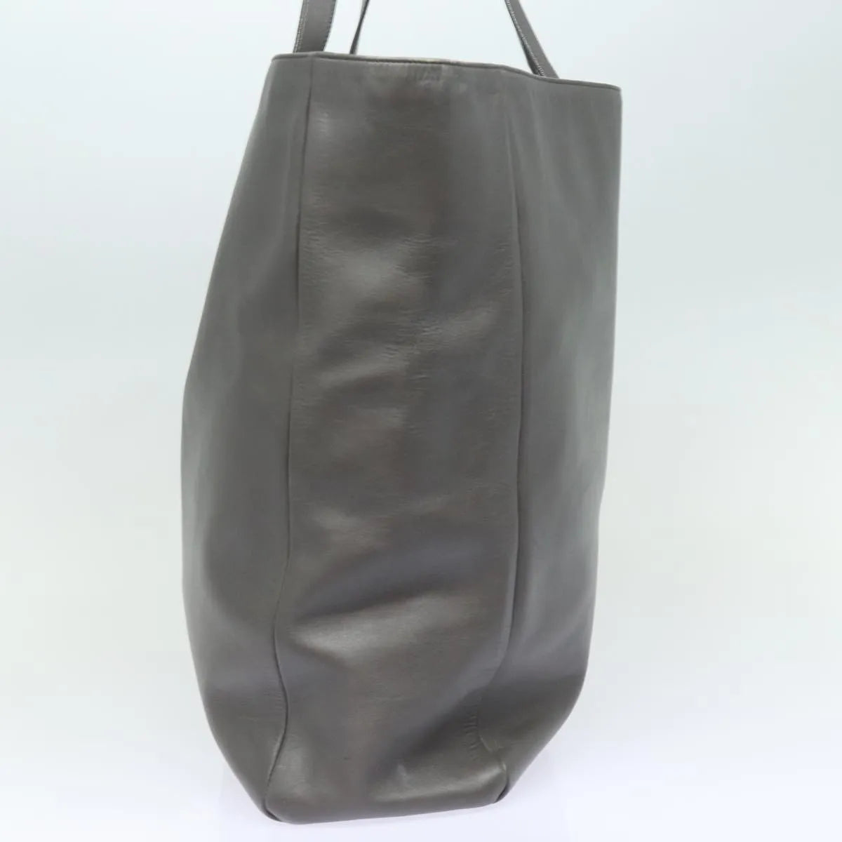 Saint Laurent Reversible North South Shopper Tote Leather Gray Leather Tote Bag Bag (Pre-Owned)
