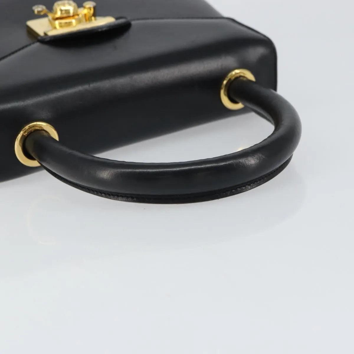 Salvatore Ferragamo Vintage Leather Black Leather Handbag (Pre-Owned)