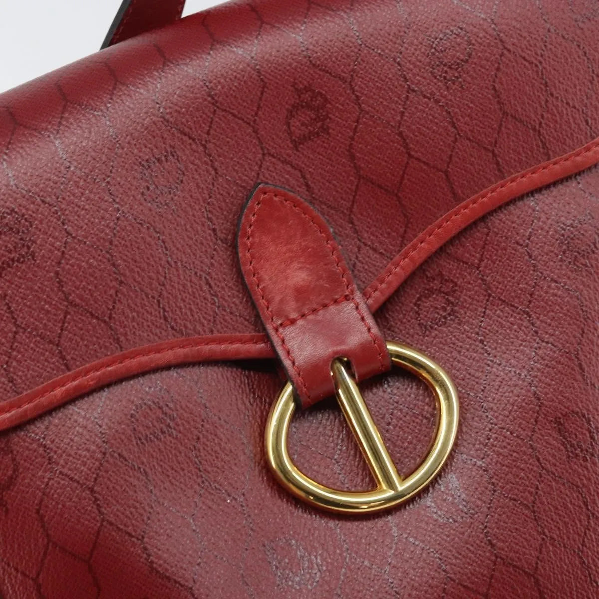 Christian Dior Vintage Honeycomb Flap Canvas And Leather Red Canvas Shoulder Bag Bag (Pre-Owned)