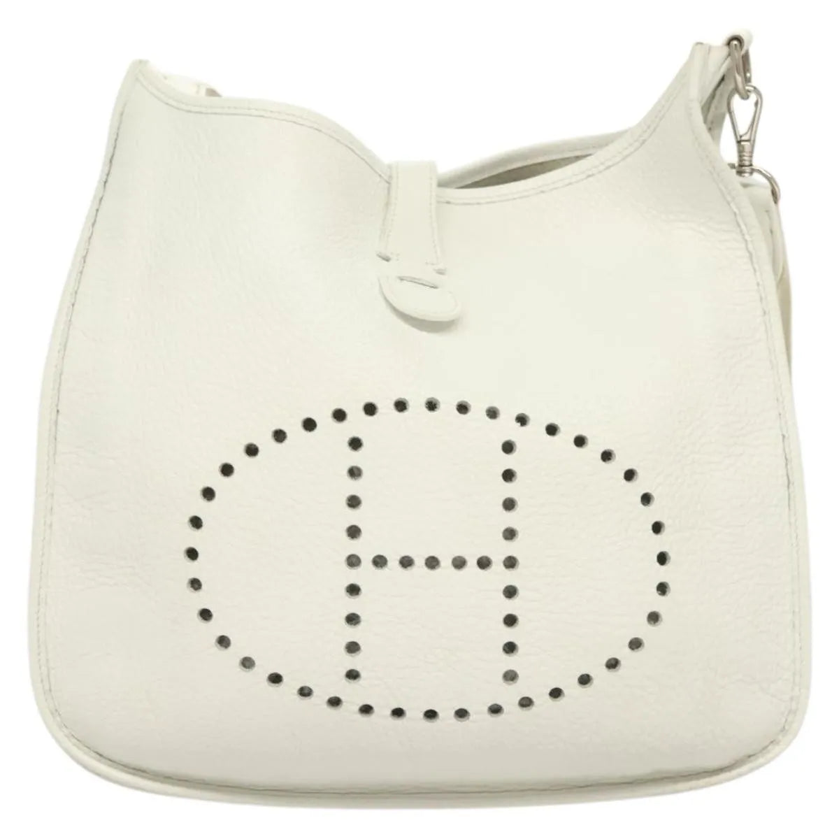 Hermes Evelyne Bag Gen I Togo White Leather Handbag (Pre-Owned)