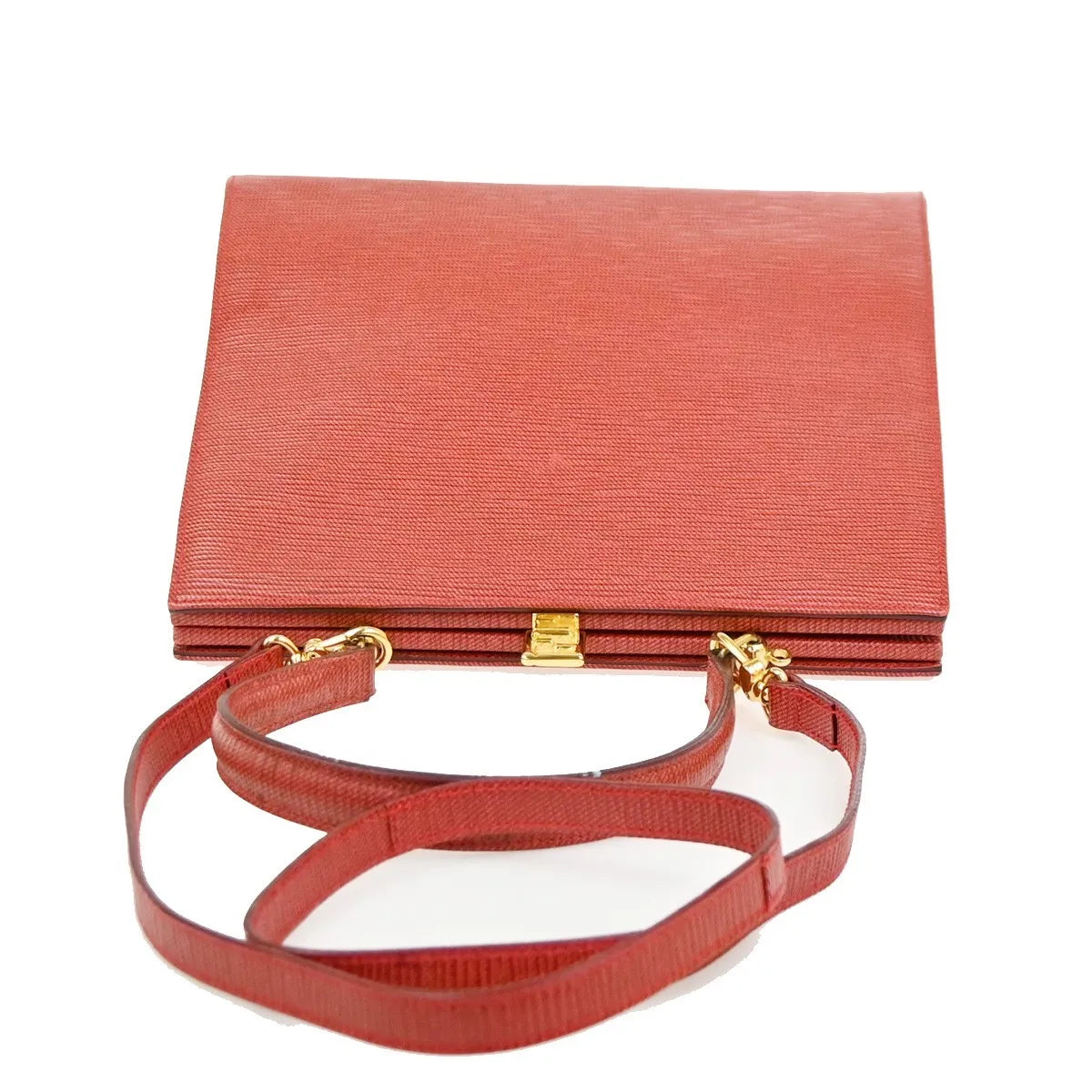 Fendi Vintage Top Handle Leather Red Leather Tote Bag Bag (Pre-Owned)