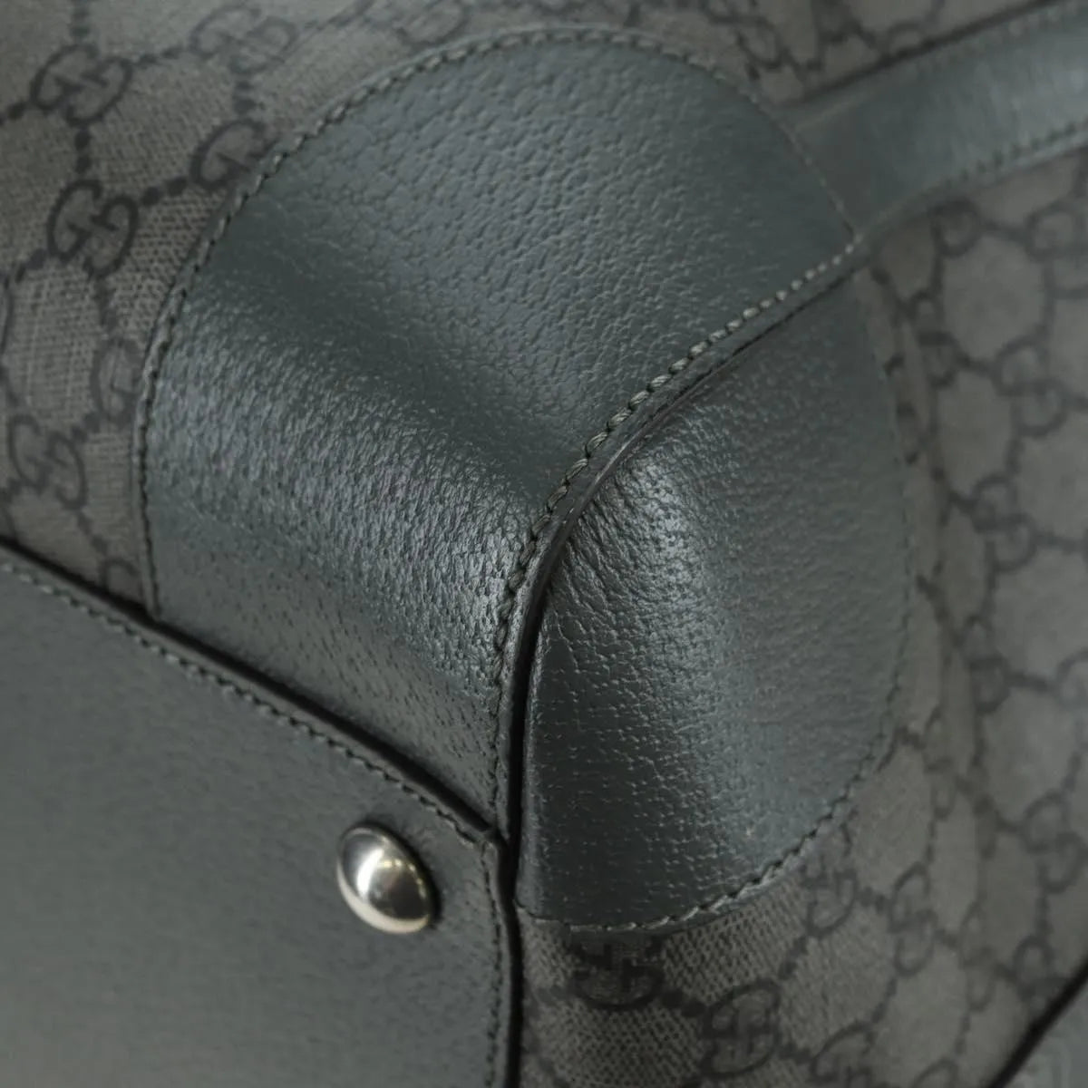 Gucci Web Trim Weekend Duffle Bag Gg Coated Canvas Gray Pvc Handbag (Pre-Owned)