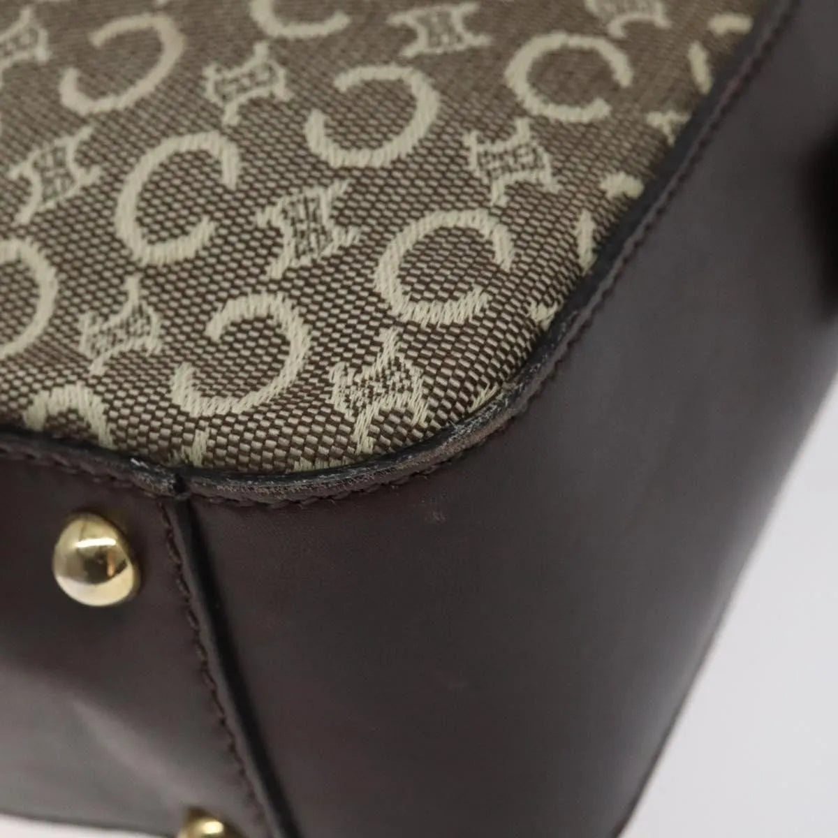 Celine C Macadam Handbag Canvas Gray Canvas Handbag (Pre-Owned)