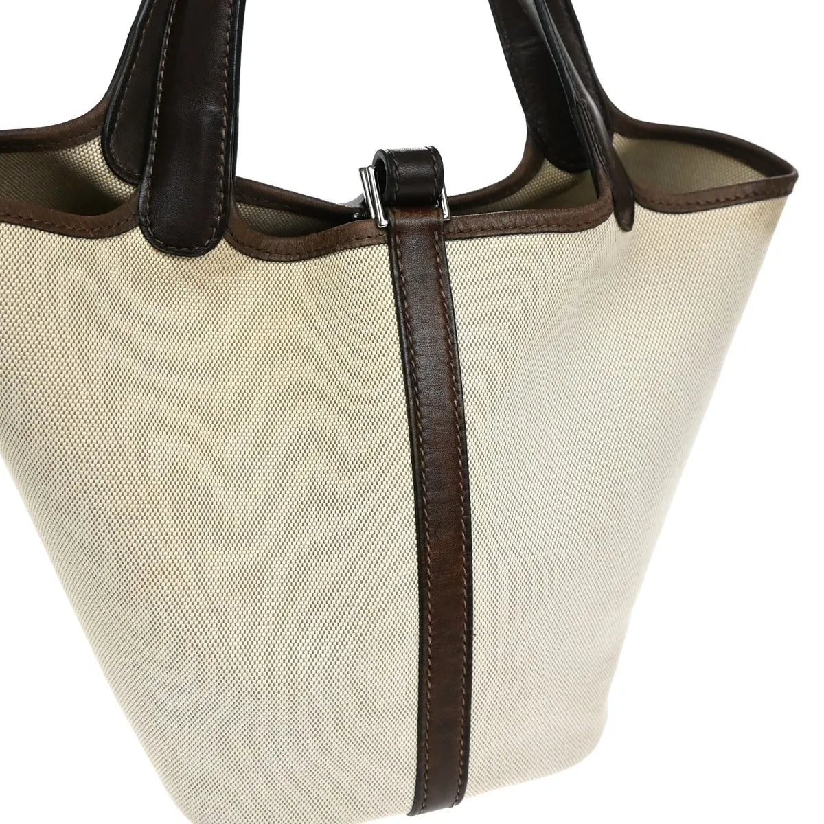 Hermes Picotin Toile And Leather Beige Canvas Bag (Pre-Owned)