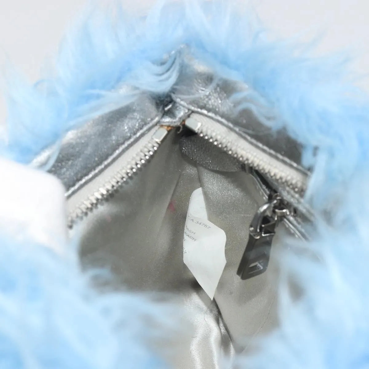 Prada Clutch Faux Fur Blue Fur Clutche & Pouche Bag (Pre-Owned)