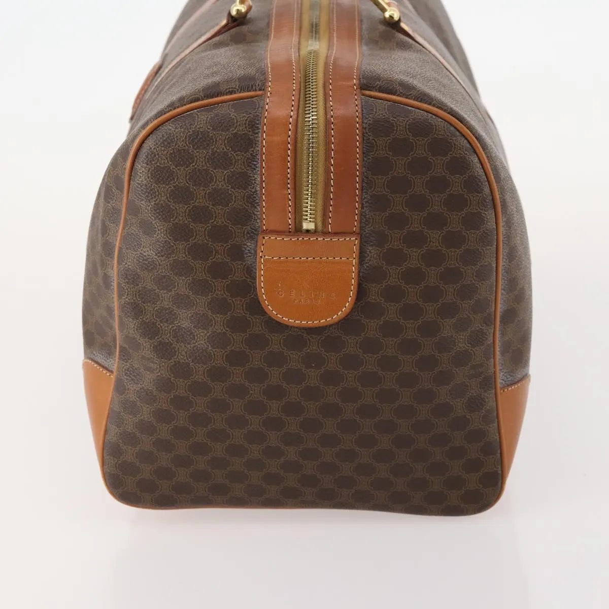 Celine Vintage Duffle Macadam Coated Canvas Brown Canvas Travel Bag Bag (Pre-Owned)