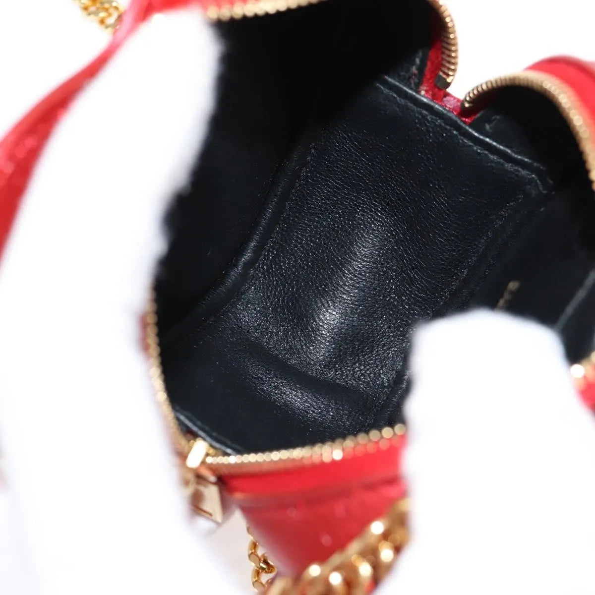 Saint Laurent Love Heart Chain Bag Leather Red_Gold Leather Wallets Accessory (Pre-Owned)