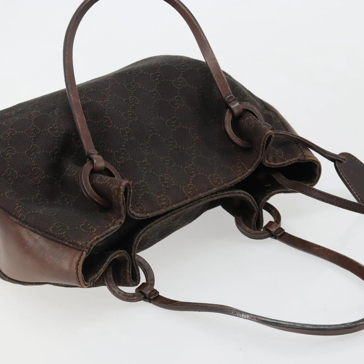 Gucci Vintage Jackie Tote Canvas, Leather Brown Canvas Tote Bag Bag (Pre-Owned)
