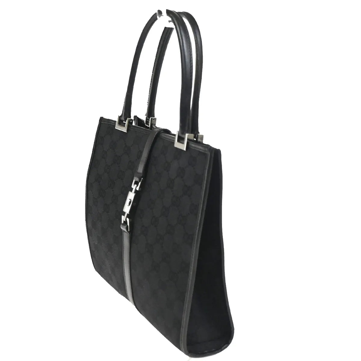Gucci Jackie Tote Gg Canvas Black Canvas Handbag (Pre-Owned)